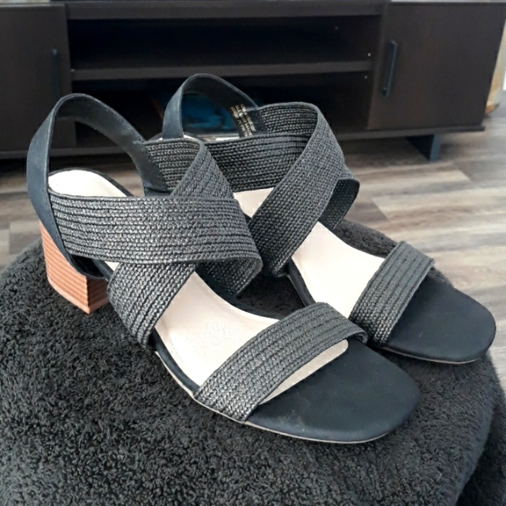 New Black 3" Stack Sandals, Price Dropped.$18